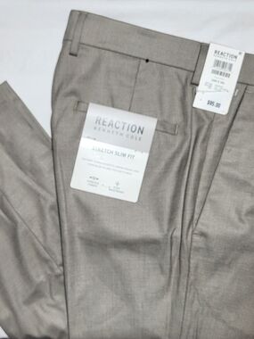 Reaction Kenneth Cole Stretch Slim Fit Dress Pants - Light Beige